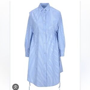 MM6 Maison Margiela Drawstring Waist Shirt cotton Dress In Blue Stripes, US XL